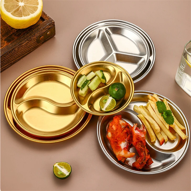Stainless Steel Korean Sauce Dish Round Seasoning Serving Tray Soy Sauce Spice Condiment Dipping Plate Hotpot Barbecue Tableware 2