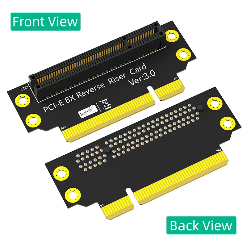 PCIE X8 3.0 90 도 리버스 수-암 라이저 카드, PCI 익스프레스 8X 에서 8X 변환 카드 어댑터, 1U 서버용 라이저 보드, 32mm