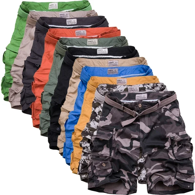 11 Color Mens Summer Camo Big Size Loose Beach Short Trousers Outdoor Hiking Fishing Climbing Multi-pocket Straight Cargo Shorts
