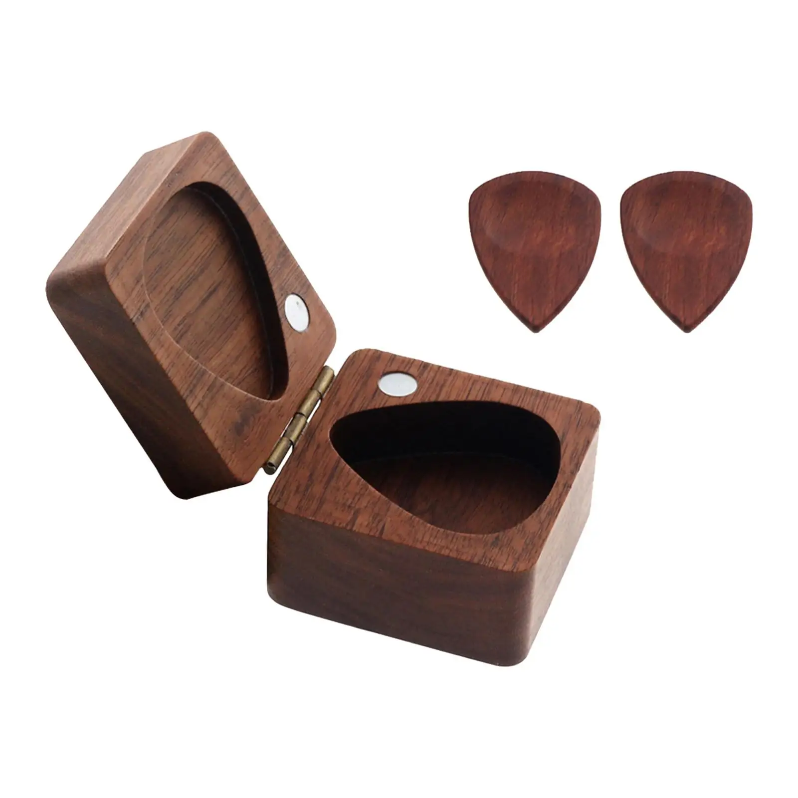 Solid Wood Guitar Picks Case Mini Jewelry Box Sturdy Guitar Accessories