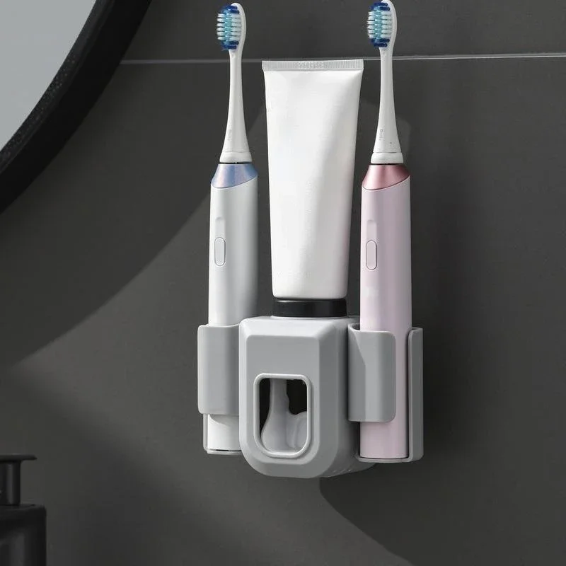 Toothbrush Holder Double Hole Wall Toothbrush Organizer Toothpaste Stand Toothpaste Squeezer Bathroom Accessories ba&ntilde;o banheiro