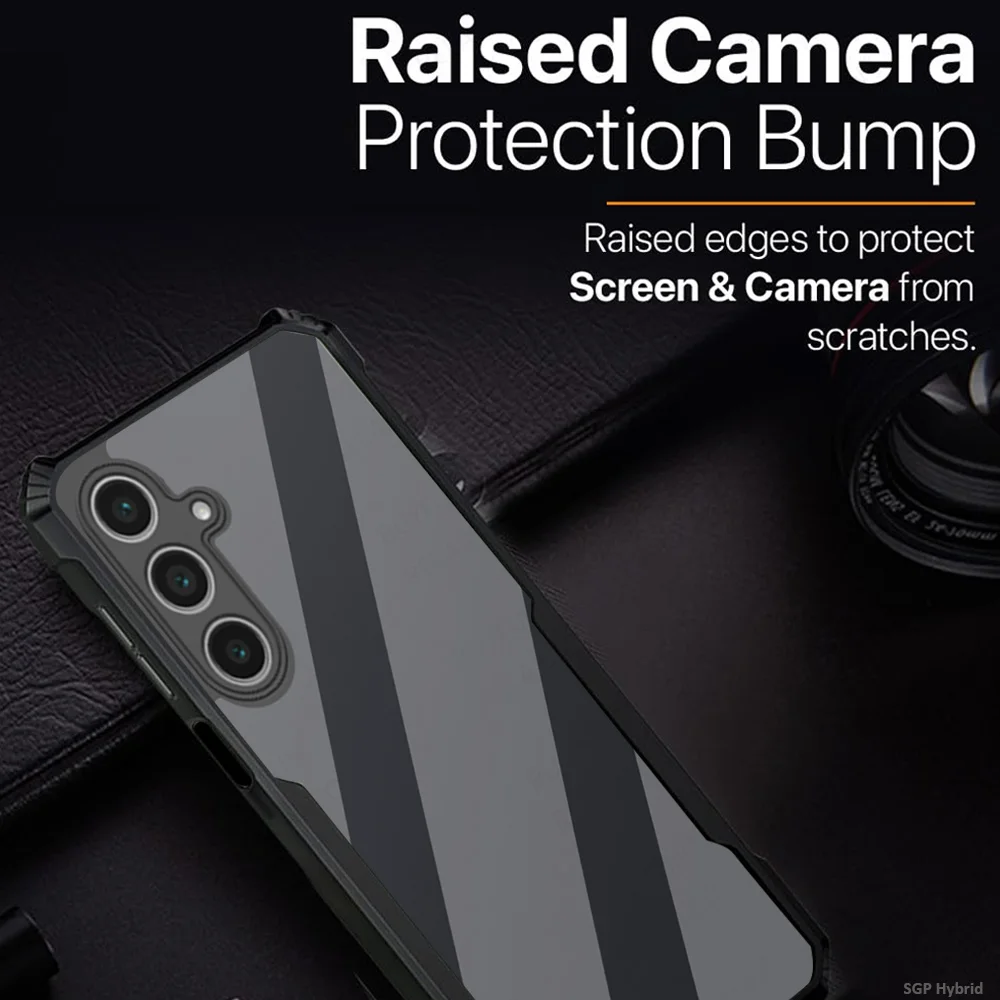 Acrylic Ring Stand Transparent Shockproof Phone Case with Hard PC Back Cover