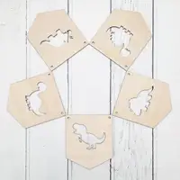 Bunting Banner Nordic Style DIY Dinosaur-shaped Hole Cute Decorative Wood Slices Holiday Party Banner Home Decoration  2