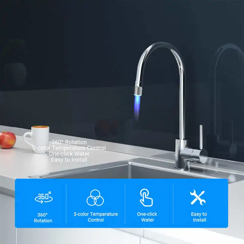 

3Color-changing Water Faucet LED Faucet Light Changing Glow Temperature Sensor Shower Stream Water Faucet Tap For Kitchen Gargen