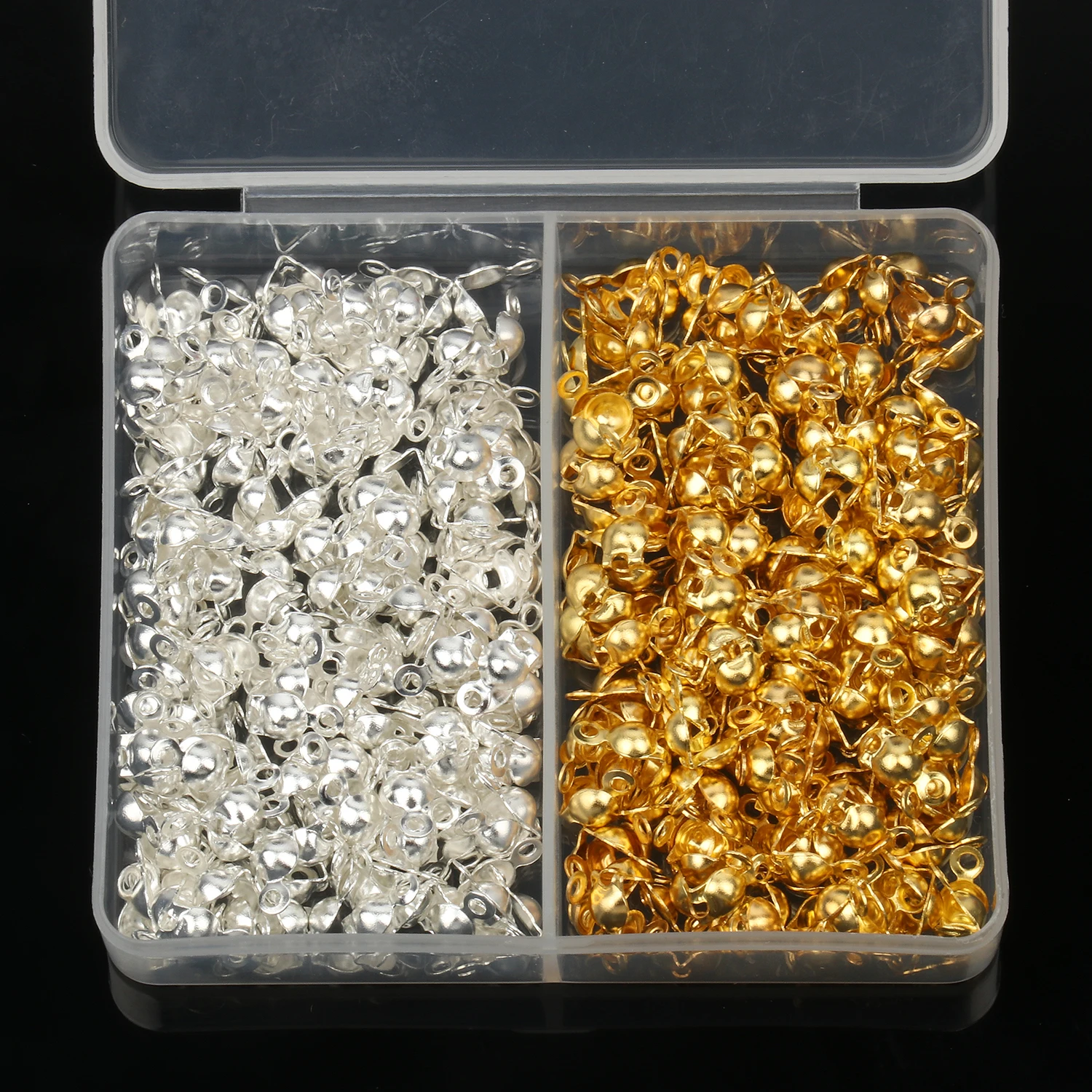 

1box Gold Color Silver Color End Crimps Beads 4x8mm Ball Chain Calotte Connector Clasp Box Kits Accessories for Jewelry Making