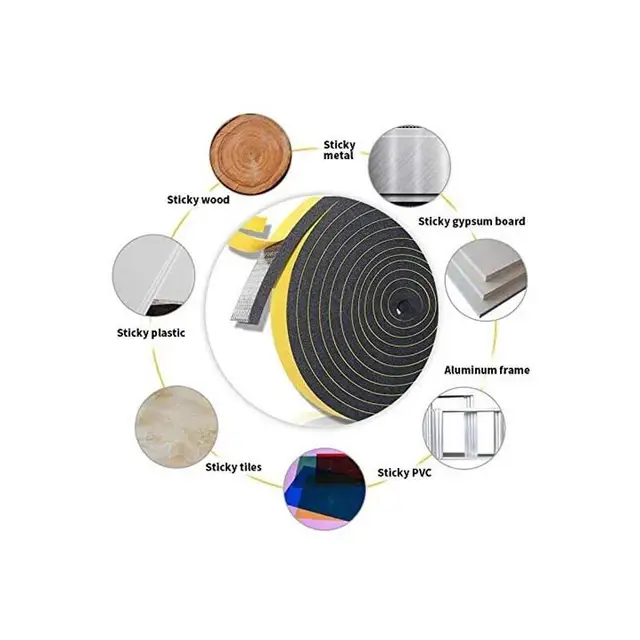 Rubber Self Adhesive Sponge Seal Strip Single Sided Adhesive EVA Black Foam Anti-collision Seal Gasket Width5-50mm Thick 5/3mm 4