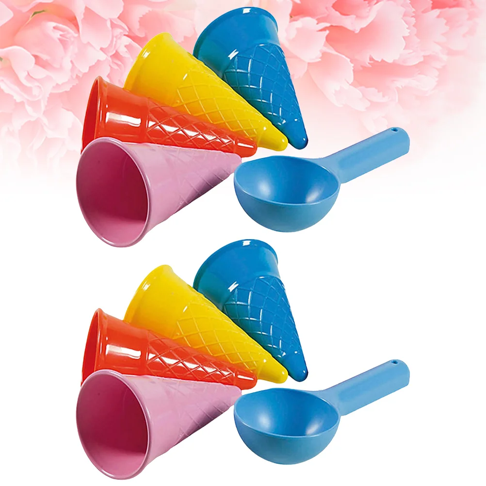 

Plastic Beach Toys Seaside Sand Ice Cream Cones And Scoop Outdoor Toys For Children Kids (Random Color)