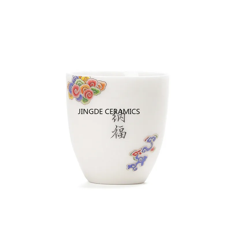 1 قطعة النمط الصيني الأبيض الخزف فنجان شاي الكونغ...