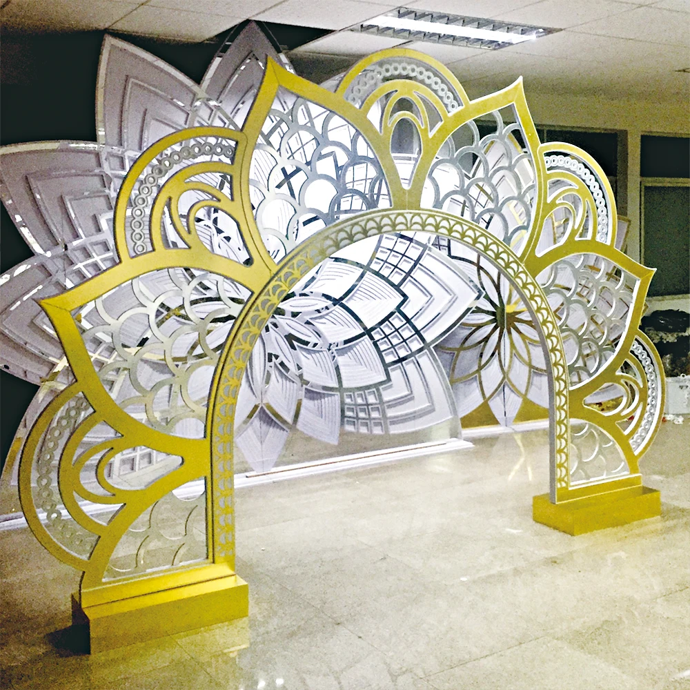

Elegant Rectangle Stainless Steel Wedding Stage Backdrop Flower Panels For Events Party Decor