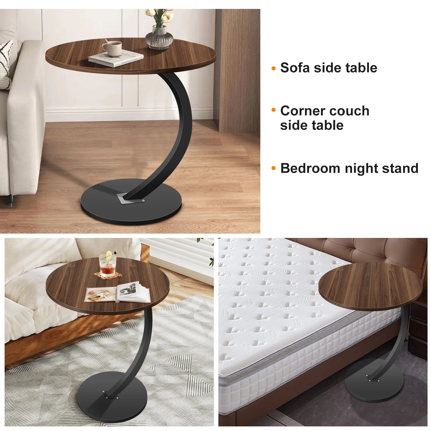 Runder einlagiger Sofa-Beistelltisch, Mini-Couchtisch, Schlafzimmer-Nachttische, leichter Luxus-Beistelltisch, kleine Couchtische – Detail 4