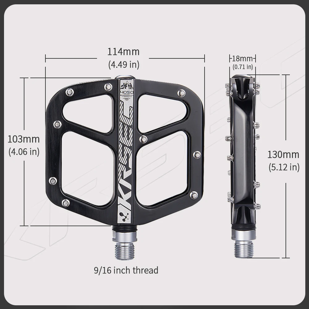 KRSEC K4050 Lightweight Mountain Bike Platform Pedals 9/16 Inch - Image 3