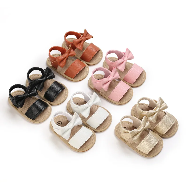 Baby Shoes Summer Baby Boy Girl Shoes Toddler Flats Sandals Soft Rubber Bowknot Sole Anti-Slip Bowknot Crib First Walker Shoes