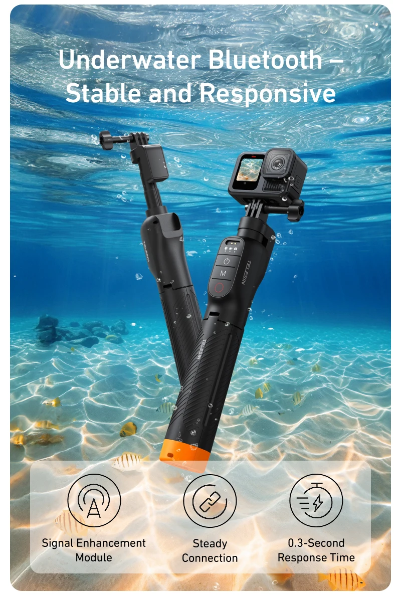 3 in 1 Underwater Remote Control Extendable Waterproof Selfie Stick Tripod Buoya