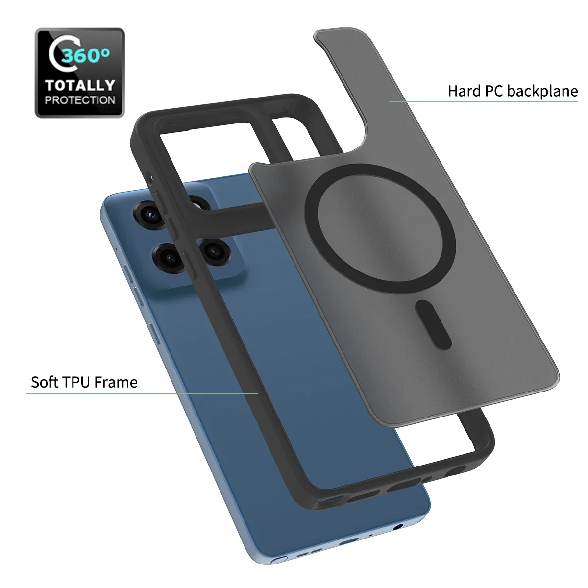 Matte Translucent Magnetic Phone Case with MagSafe Drop Protection