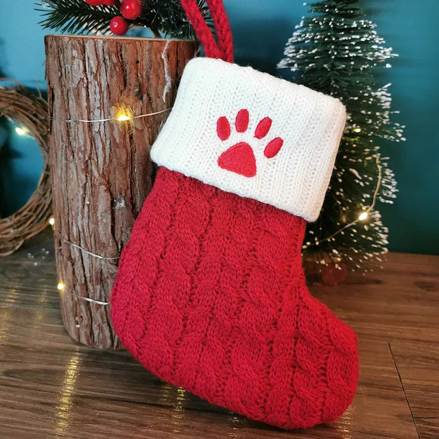 Festive Knitted Christmas Stocking with Snowflake & Letter Design