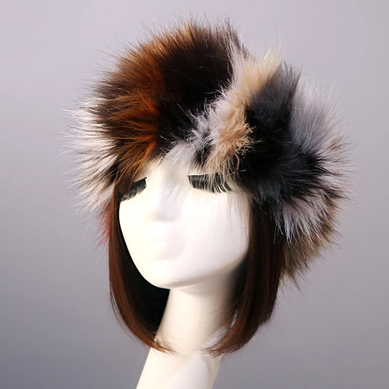 

Женская зимняя искусственная повязка на голову, наушники, русские шапки, наушники, утепленные уличные флисовые пушистые теплые шапка для женщин