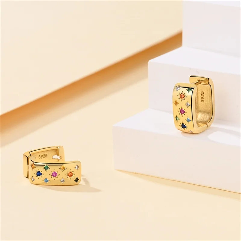 Women's S925 Sterling Silver Colorful Starlight Earrings Suitable For Party Couple Gifts