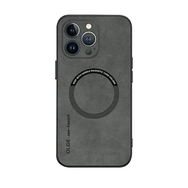 Leather Magnetic Phone Case with Magsafe Compatibility and Shockproof Protection