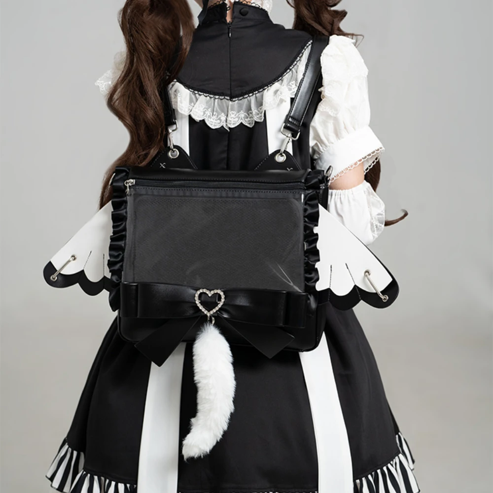 Fashionable DIY Tote Handbag Transparent Itabag Sweet Cute Lolita Shoulder Crossbody Bag Detachable Black Backpack 2