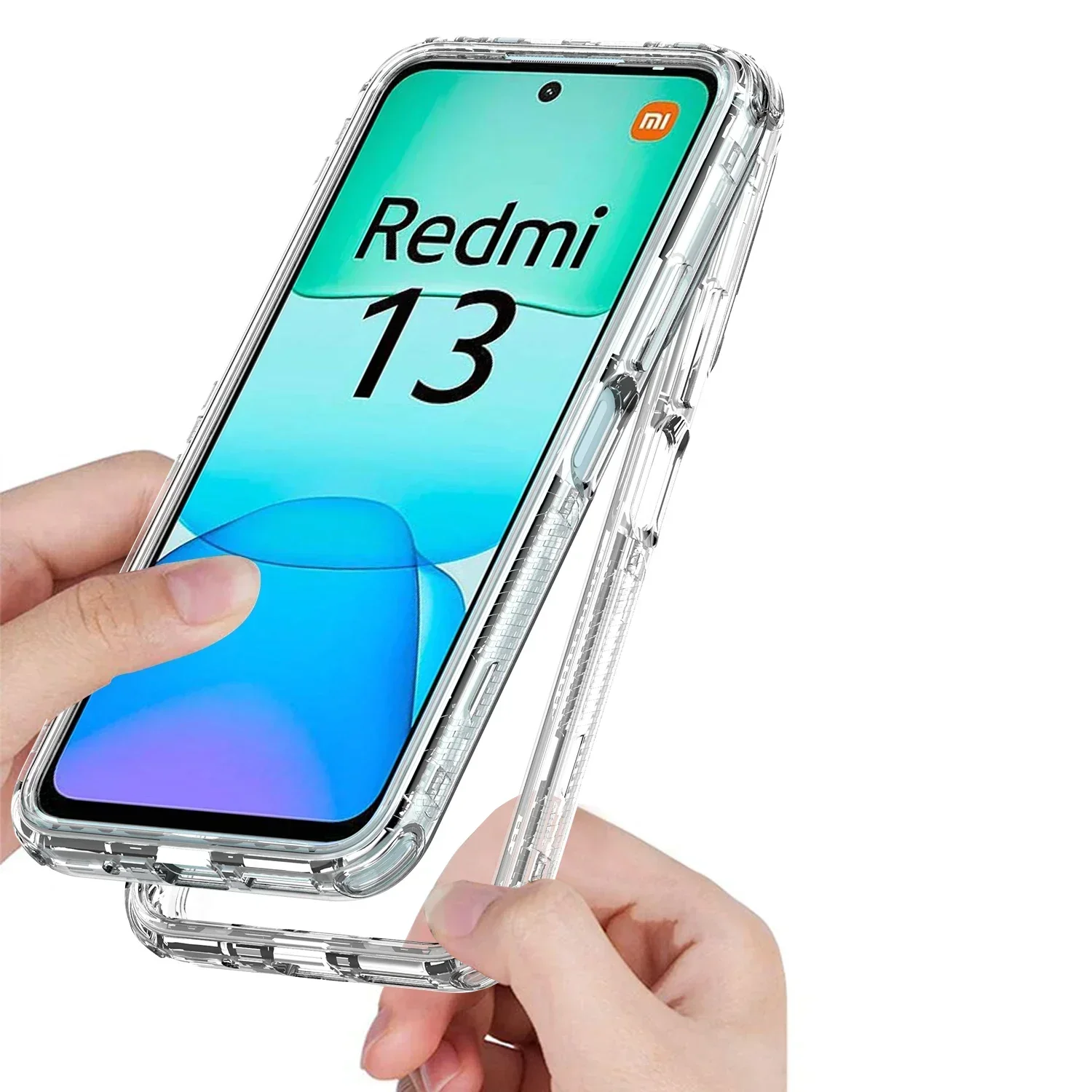 Rugged Armor Shockproof Transparent Phone Case with Hard Plastic TPU Frame