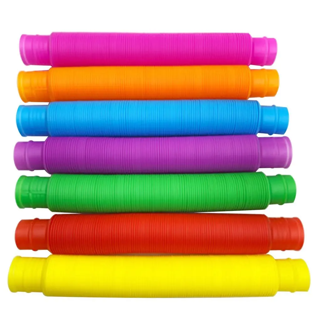 

1pc Colorful Fidget Tube Toys For Children Sensory Stress Relief Toys Educational Funny Folding Plastic Tube Random Color