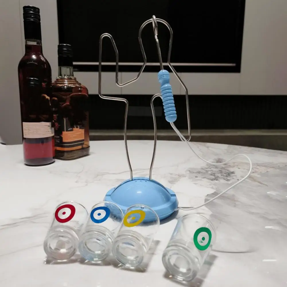 Drinking Game with Wire Man Adults Buzz Wire Game Buzz Wire Drinking Game Kit with 4 Shot Glasses for Adults Family Bachelorette 4
