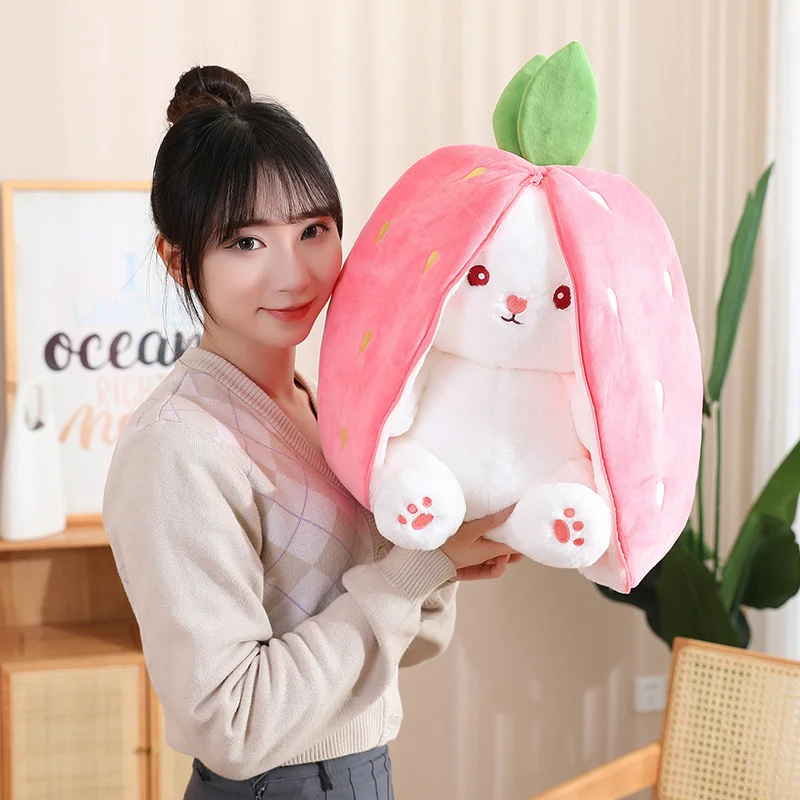 Funny Changeable Bunny Cute Pillow Plush Toys Stuffed Animal Rabbit Hiding In Carrot Strawberry Rabbit Doll Chair Cushion Gift 36 Funny Changeable Bunny Cute Pillow Plush Toys Stuffed Animal Rabbit Hiding In Carrot Strawberry Rabbit Doll Chair Cushion Gift