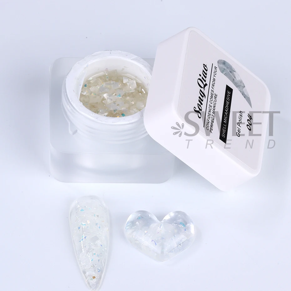 5ml Shimmer Shell Mermaid Nail Gel Polish Sparkling White UV LED Shiny Varnishes Soak Off Lacquer Broken Mica Gel Manicure Decor
