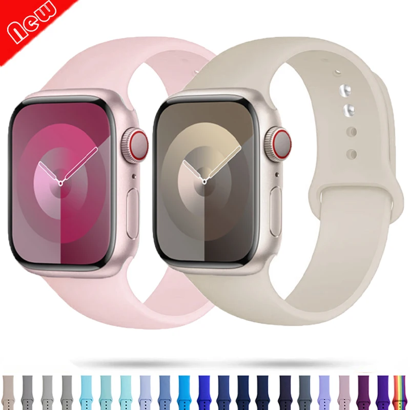 

Ремешок силиконовый для apple watch band 44 мм 45 мм 41 мм 40 мм 42 мм 38 мм, спортивный браслет Correa iWatch Series 4 6 5 SE 7 8 9 ultra 2 49 мм