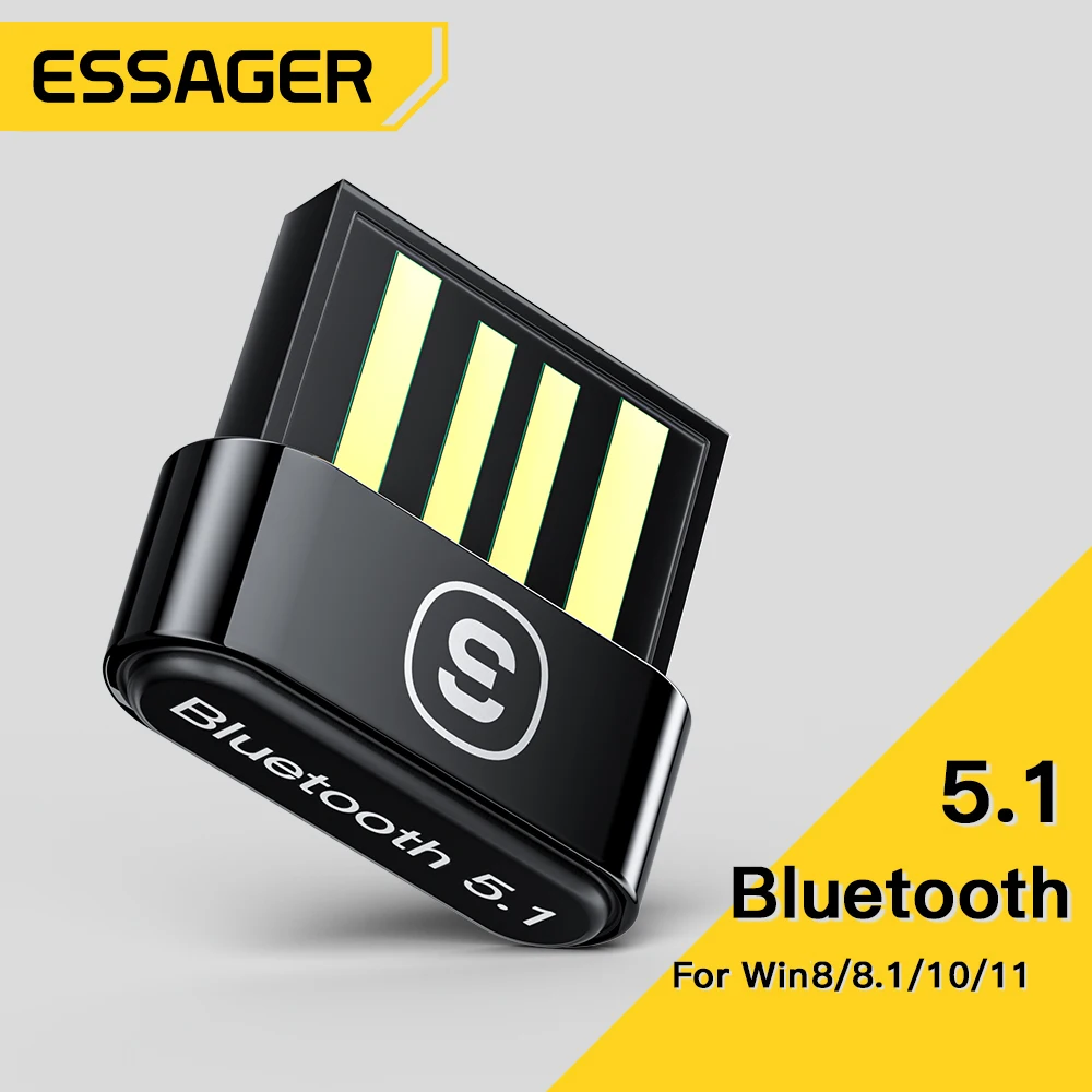 Essager-usb Bluetooth 5.1 Adaptador Receptor Dongle para pc Mouse sem Fio Fone de Ouvido Alto-falante Laptop Computador Bt5.0