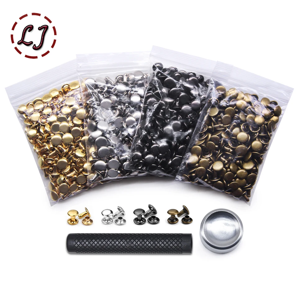 400 Set Di Rivetti In Pelle Con Attrezzi – Doppi Rivetti Tubolari In Ottone (4 Colori) 9x10mm Per Fai Da Te, Riparazioni Borse, Cinture, Scarpe