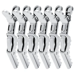 Professional Salon Non - Slip Heavy Duty Hair Styling Clips, Set of 6 (Silver)