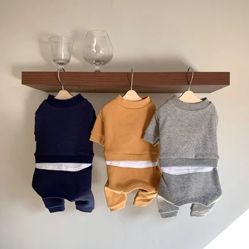 강아지 만화 옷, 반려동물 가정복, 테디 고양이 풀오버, 부드러운 강아지 옷, 사계절 일반 사족옷, 여름