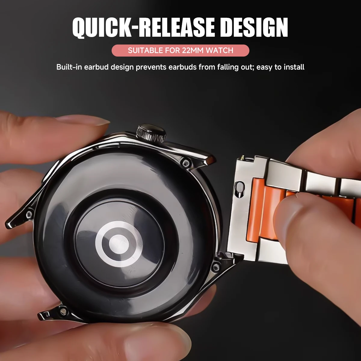 Premium Steel Watch Strap with Silicone Band - Elegant and Versatile Bracelet in 46mm Size