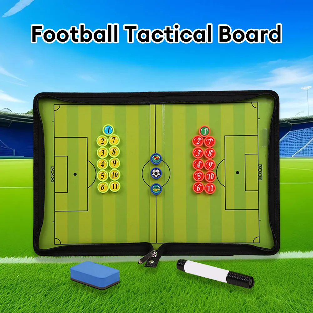 Foldable Football Tactical Board Magnetic Soccer Coaching Clipboard Football Game Training Tactic Folder Portable Erasable Board