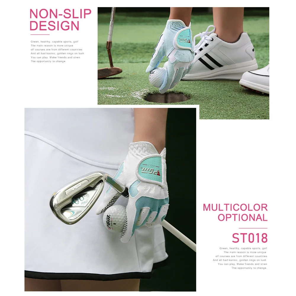 PGM Women's Golf Gloves ST018 Left Hand & Right Hand Nanometer Cloth Golf Breathable Palm Protection High Quality Sport Gloves 3