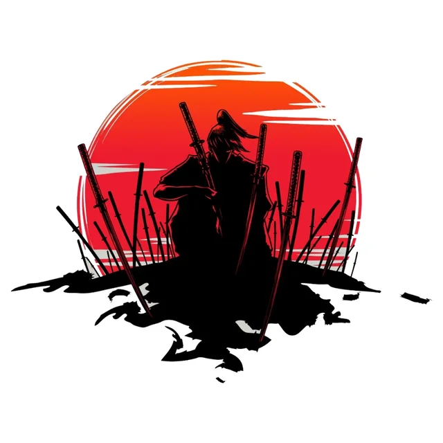Jpct samurai ninja car waterproof vinyl sticker, window decoration accessories PVC material, various sizes, size 13cm