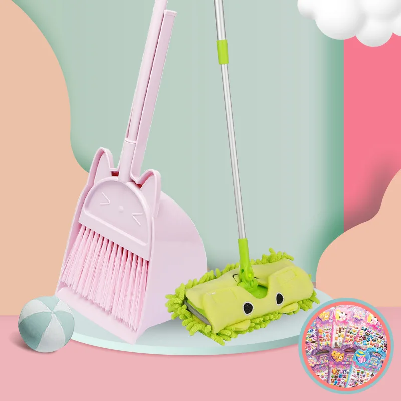 

Play House Chores Toys Mini Broom And Dustpan Set Children's Mop Kindergarten Baby Sweeping The Floor For Education School Gifts