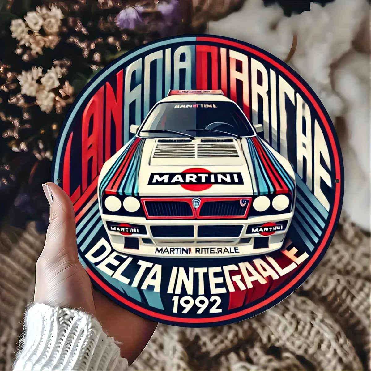 Retro Metal Aluminum Martini Racing Logo Plaque - Creative Decor for Courtyards, Gardens, Garages, and Homes