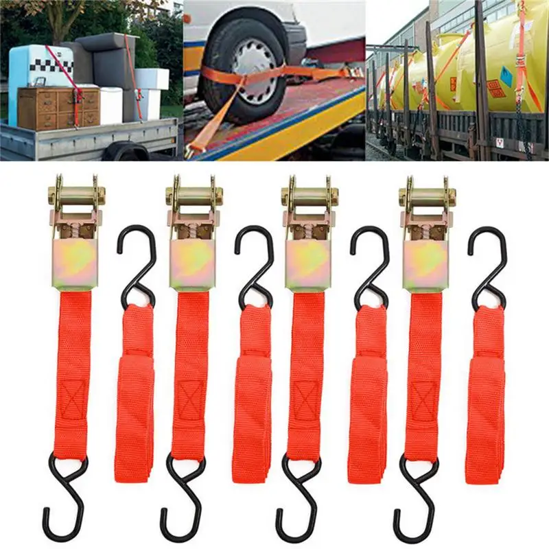 2PCS Car Tension Rope Tie Strap Ratchet Luggage Bag Cargo Lashing