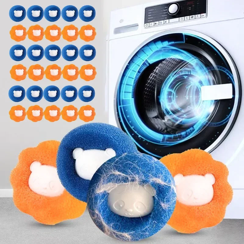 Laundry Ball Anti-Hair Laundry Washing Balls Sponge Cleaning Balls for Lint Removal Anti-Tangle Clothes Washer Laundry Machine Ball Laundry Hair Catcher