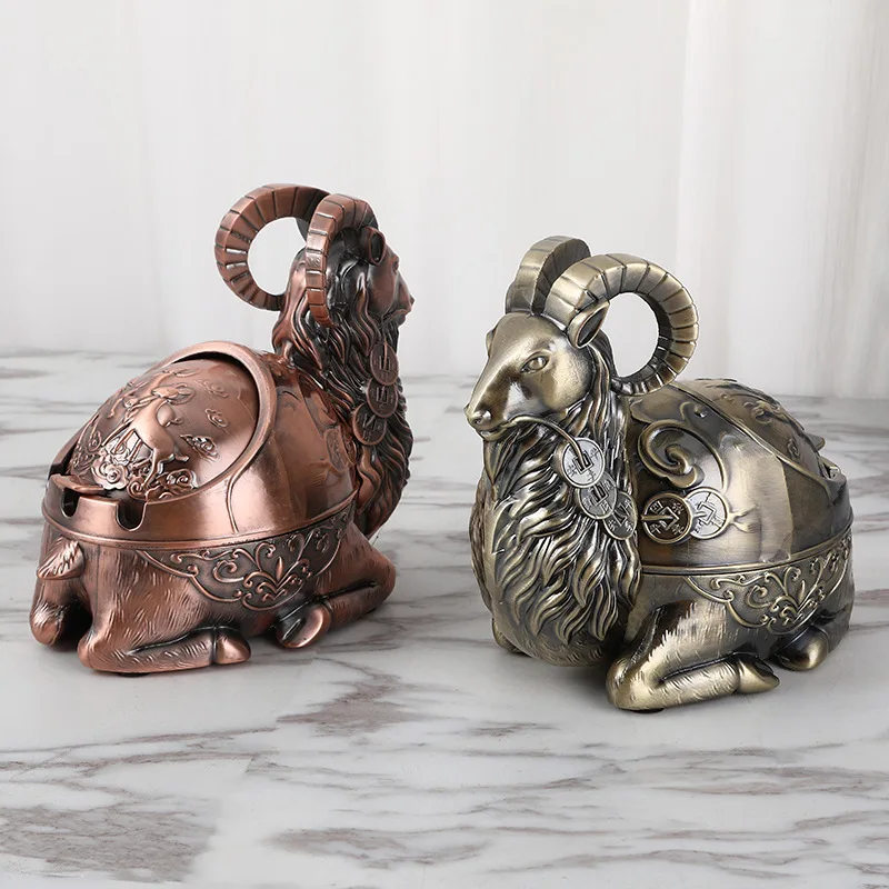 

Lovely goat animal retro metal ashtray creative personality tea table car fashion ashtray