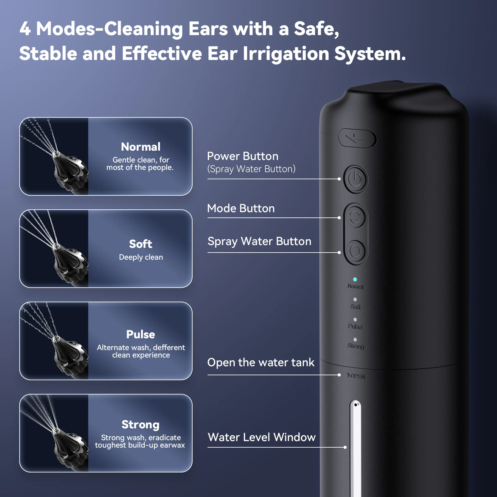 New upgrade W60 250ml adjustable jet stream 10 ear tips ear wax irrigation ear wax cleaning remover flusher irrigator