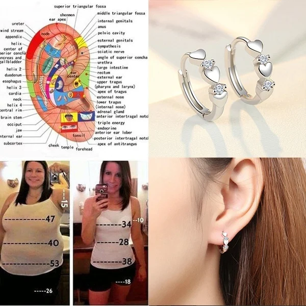 1 Pair Slimming Earrings Love Heart-shaped Earrings Silver Lose Weight Stimulating Acupoints Health Slimming Ear Studs 2 1 Pair Slimming Earrings Love Heart-shaped Earrings Silver Lose Weight Stimulating Acupoints Health Slimming Ear Studs 2