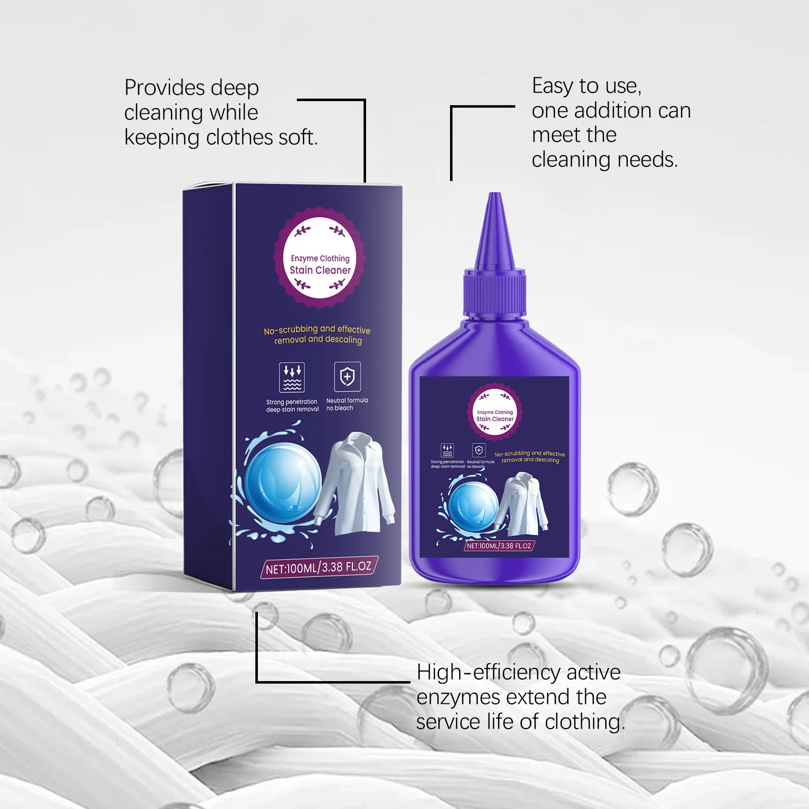 100ml Laundry Stain Remover Odour Remover Active Enzyme Cleaning Agent For Underwear Bra Pants T-Shirt Cleaning Supplies