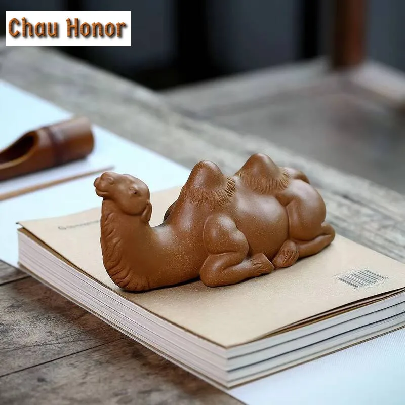 Creative Yixing Raw Ore Duan Mud Desert Camel Purple Clay Tea Pets Handmade Household Coffee Table Office Decoration Accessories