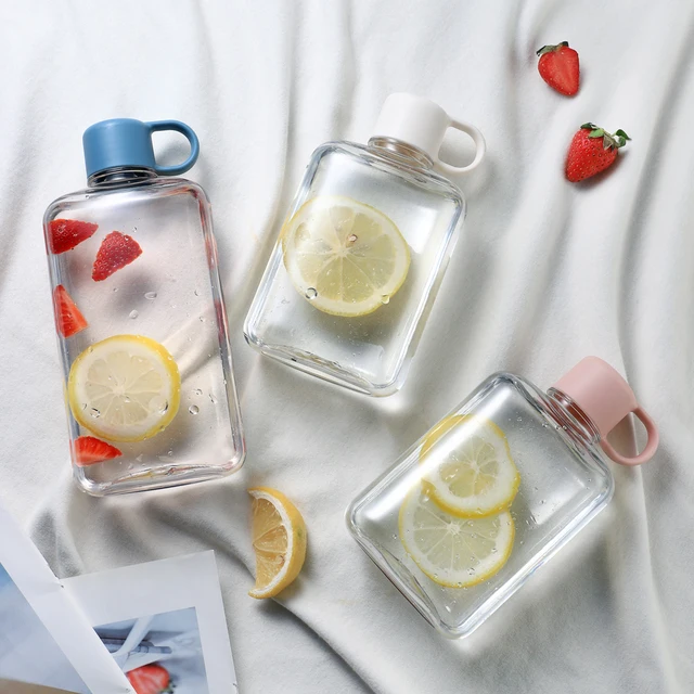 360ML Creative Flat Water Bottle Plastic Travel Bicycle Drinking Juice Reusable Portable Bottles BPA Free Sports Drink Bottle 3