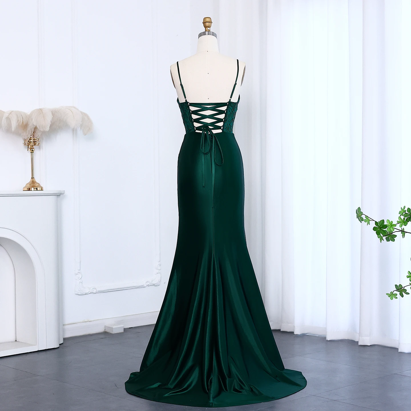 Sharon Said Emerald Green Satin Sweetheart Mermaid Sheer Corset Gowns  Evening Graduation Party SH012 Customized