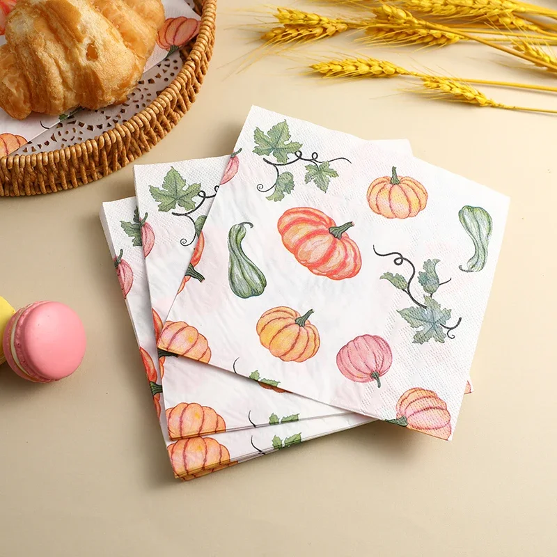 10/20pcs 33cm 2Ply Thanksgiving Pumpkin Colourful Paper Napkins Party Napkins Decorative Paper Placemats Butterfly Bartlet