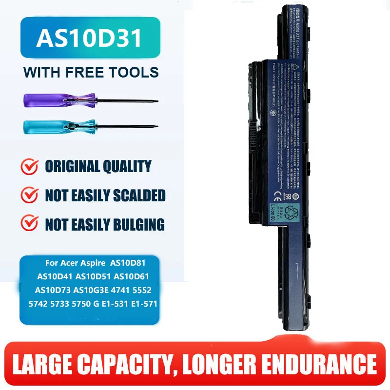 AS10D41 Laptop accu's voor Acer Acer AS10D31 AS10D81 AS10D51 AS10D41 AS10D61 AS10D73 5733 oplaadbare batterijen